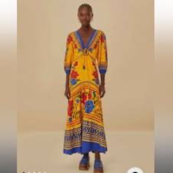 FARM Rio Yellow Floral Yard Lenzing Ecovero Maxi Dress